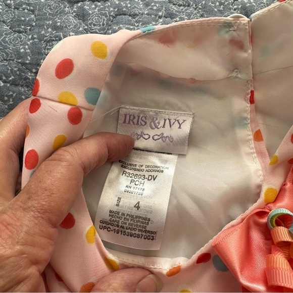 Iris & Ivy Dress Polka Dot Pleated Princess Bow Sleeveless Size 4 - Picture 8 of 8